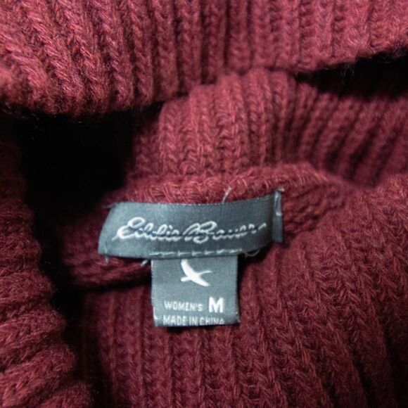 Eddie Bauer Turtleneck Striped cotton blend Sweater, Burgundy M - Picture 8 of 10